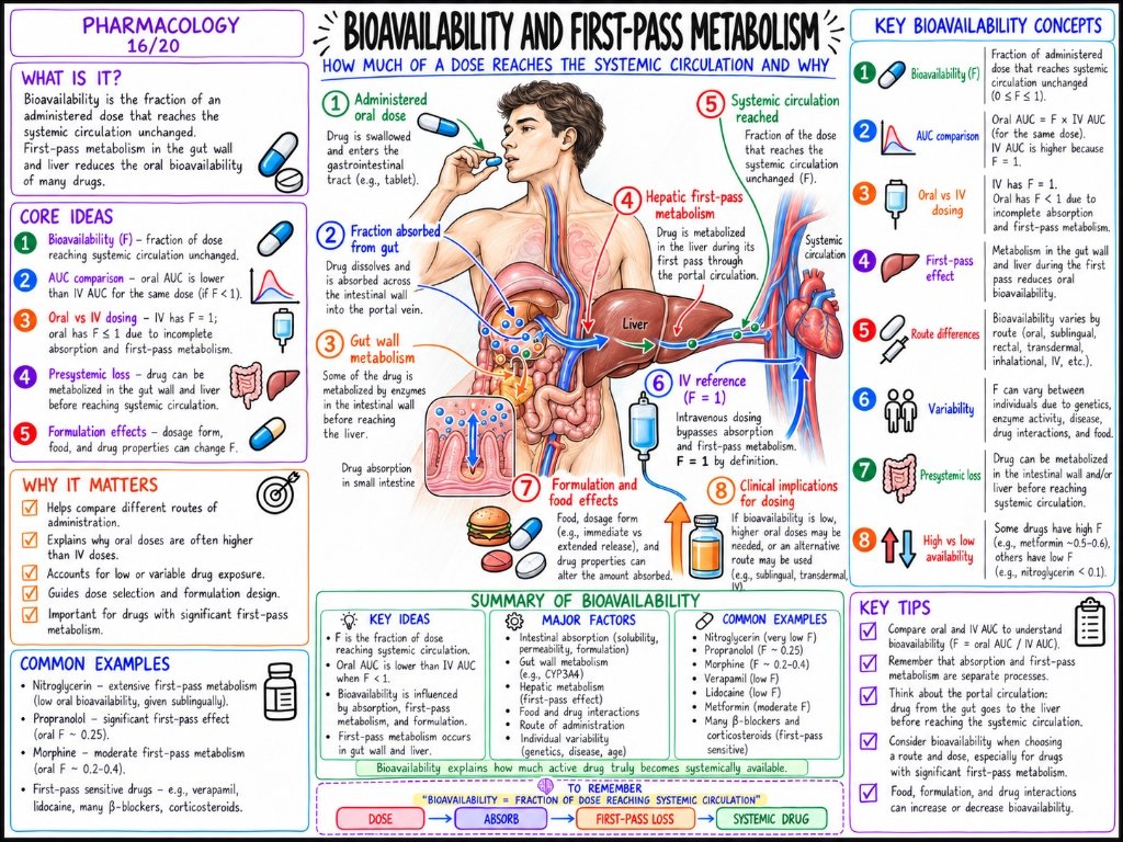 Pharmacology 16/20: Bioavailability and First-Pass Metabolism โ Systemic Circulation & Presystemic Loss