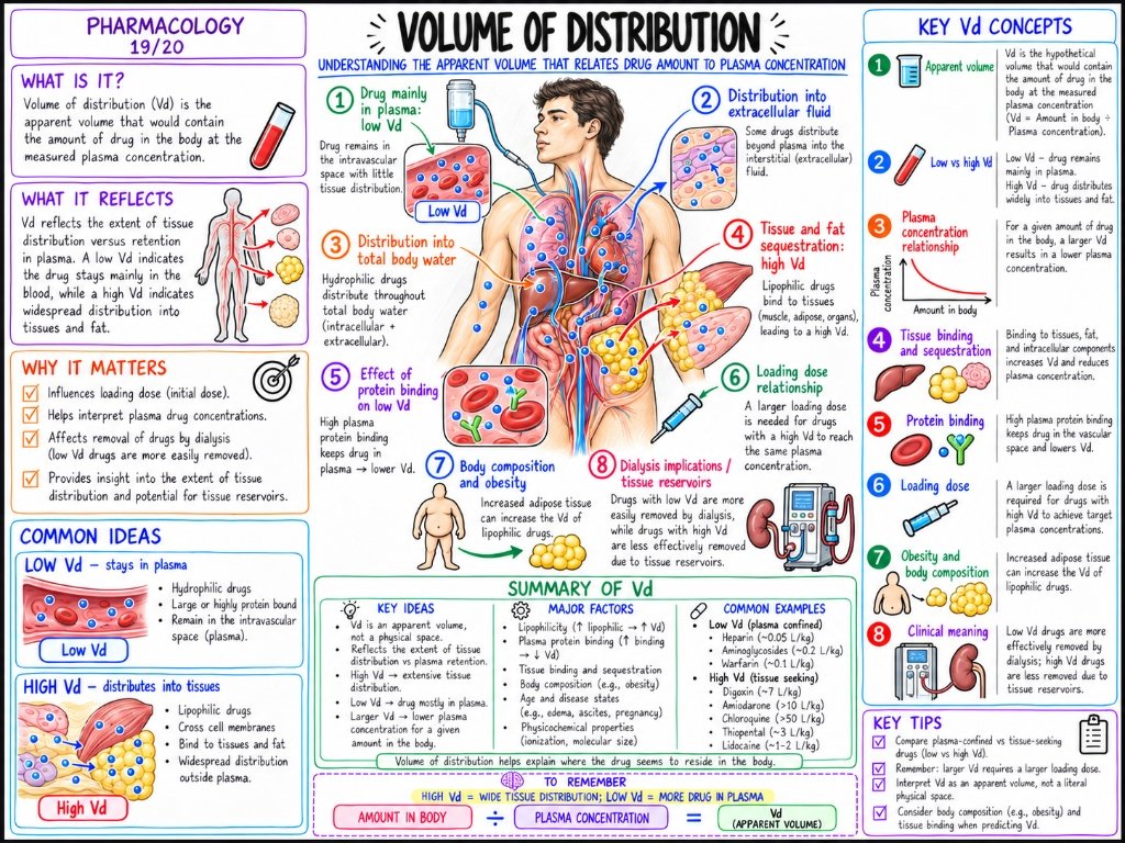 Pharmacology 19/20: Volume of Distribution (Vd) โ Apparent Volume, Tissue Sequestration & Dialysis