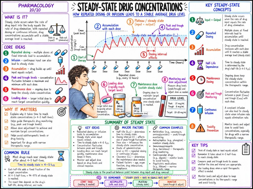 Pharmacology 20/20: Steady-State Drug Concentrations โ Repeated Dosing, Plateau, Loading & Maintenance