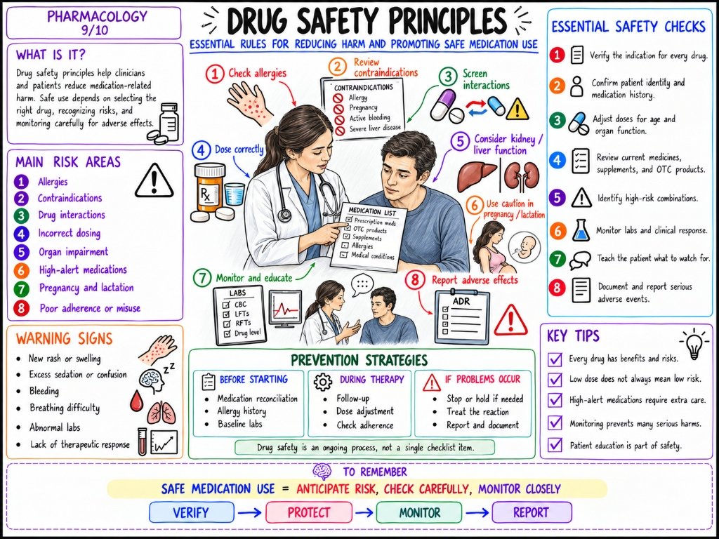Pharmacology 9/10: Drug Safety Principles โ Reducing Harm & Clinical Checks